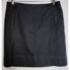 TALBOTS PETITES Cotton Blend Skirt Black Solid Woven Women Size 6P